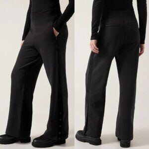 Athleta Women's Retroplush Velvet Straight Leg Pants in Black Size Large
